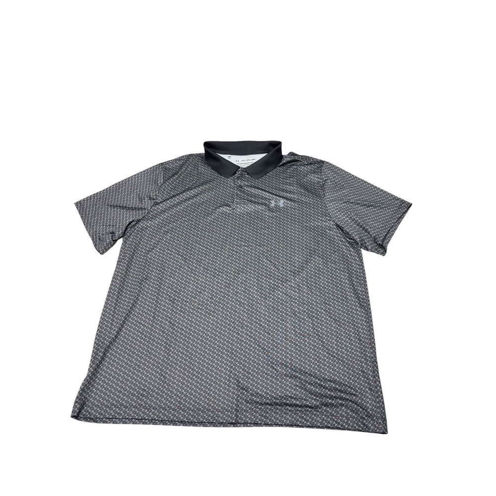 Under Armour Mens 2XL Performance Polo Gray Geometric Short Sleeve 1377377